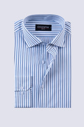 Blue & White Stripe Men's Dress Shirt